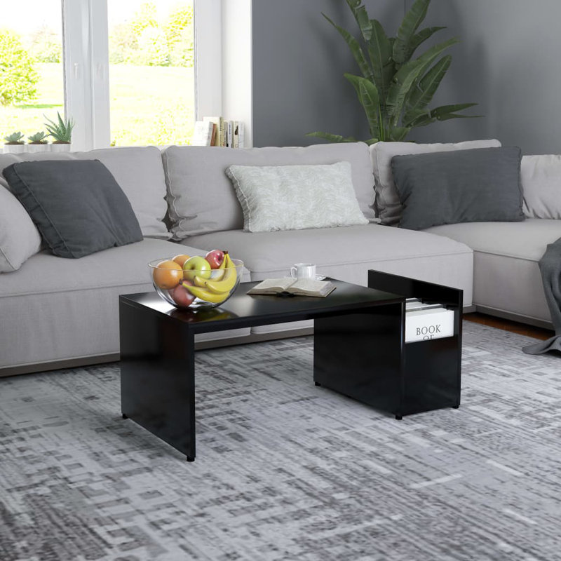 Piccirillo Engineered wood Frame Single Coffee Table with Storage, Black