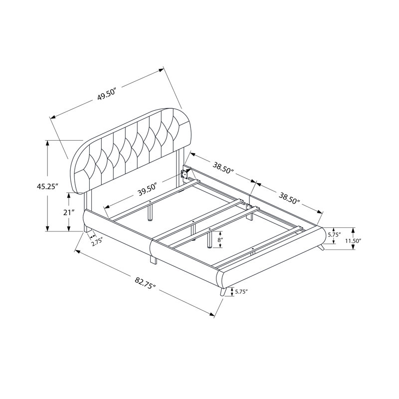 Lit rembourré pour adolescent, lit simple: aspect cuir brun et lit de fondation en bois avec pieds stables