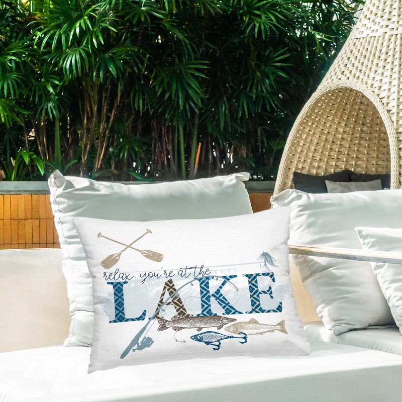Coussin d'extérieur imprimé Always Always Lake Fishing par Kim Allen