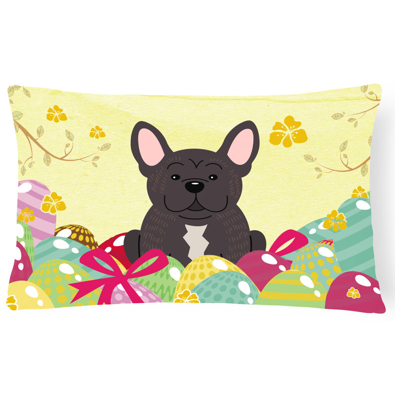 Coussin lombaire rectangulaire bouledogue de pâques œufs