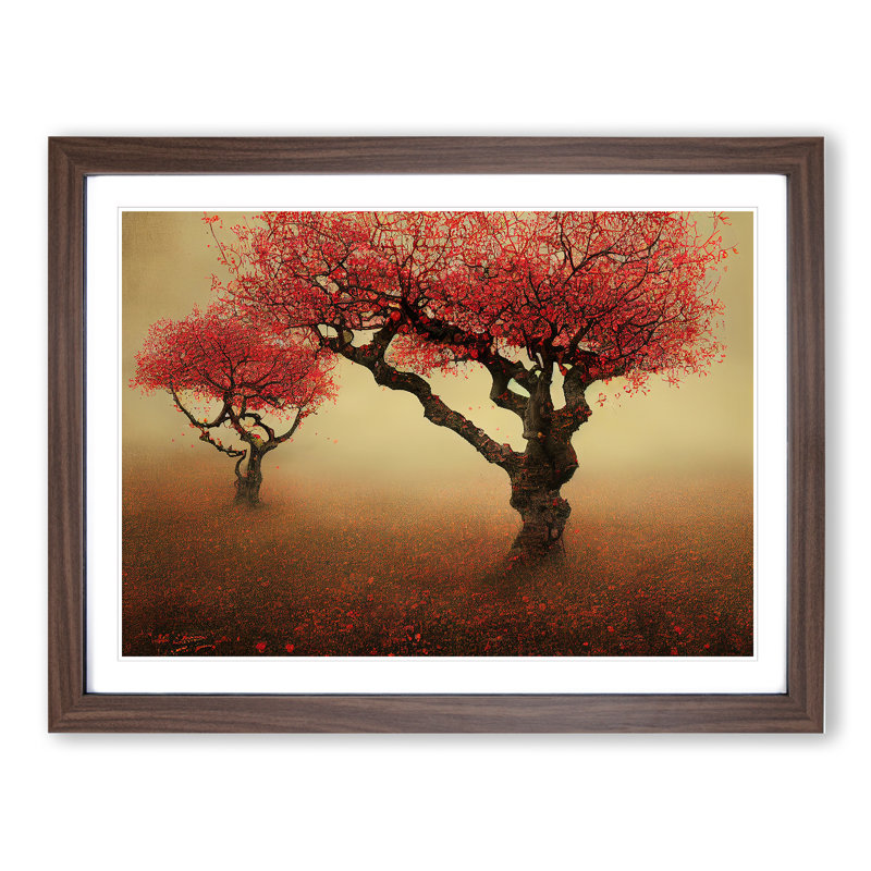 Amazing Apple Trees - Framed Print, 25cm H x 34cm W x 2cm D, Walnut
