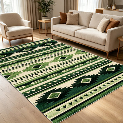 1PC Southwestern Aztec Geometric Striped area rugs for Living Room, Soft and Comfortable, Suitable for all seasons, easy-to-maintain, machine washable Indoor floor mat