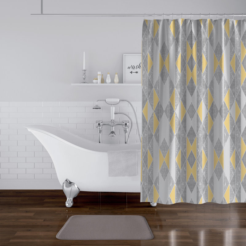 Sabiha Geometric Shower Curtain, 70'' H x 71'' W x 1" D