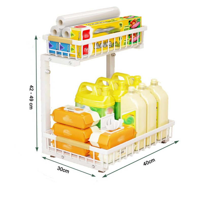 Under Sink Organizer,Pull Out Cabinet Organizer 2 Tier Slide Out Sink Shelf, Carbon Steel Under Sink Storage For Kitchen Bathroom Cabinet
