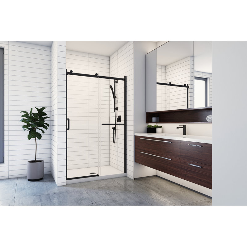 Sobrio pressure balance shower system with rain head and handshower, Matte Black