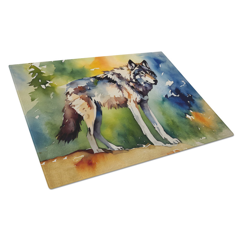 Wolves Wolf  Glass Cutting Board Large