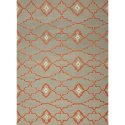 Tapis gris / orange tissé à la main et à plat