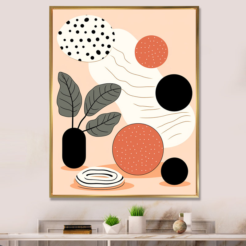 Boho Botanical Abstract - impression, H 32 po x l 16 po x P 1 po, Cadre flottant doré