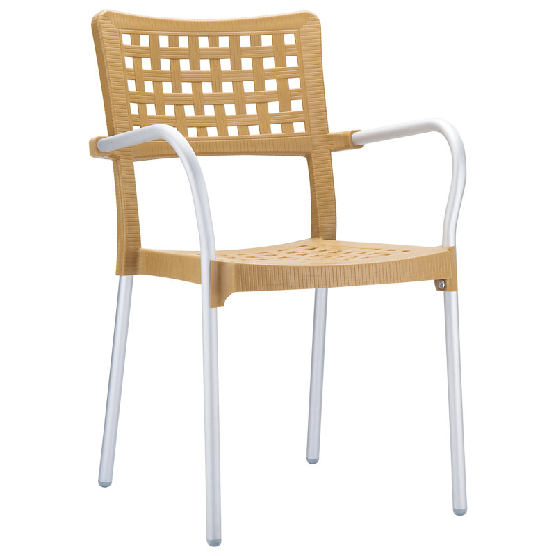 Chaise de patio empilable William Street, Café café au lait / teck
