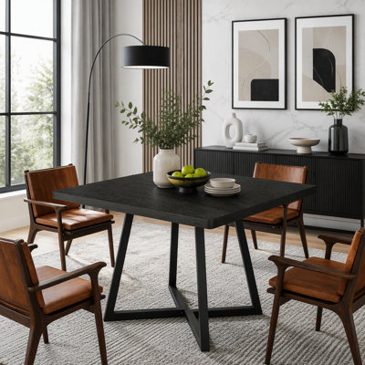 31.5" Square Industrial Dining Table with Metal Frame