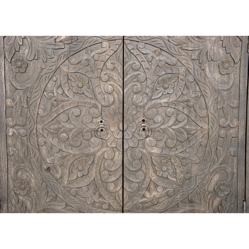 Soumare Solid Wood Accent Cabinet, Smoke Gray