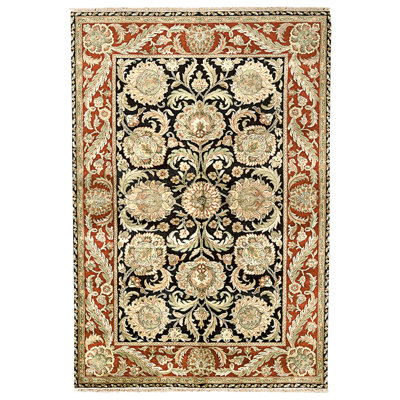 High-Quality Hand-Knotted Black And Red Area Rug
