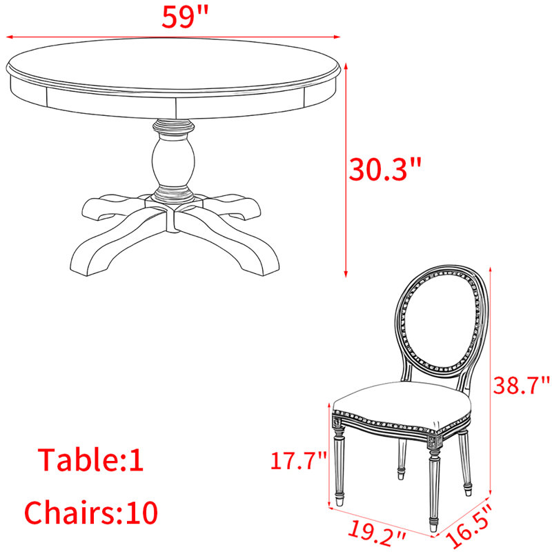 Ensemble de table de salle à manger en bois massif de style américain