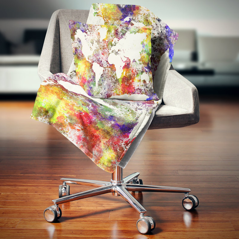 Coussin décoratif imprimé de cartes du monde et de grandes cartes du monde