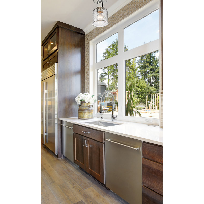 Alhana Glass Semi Flush Mount, Chrome