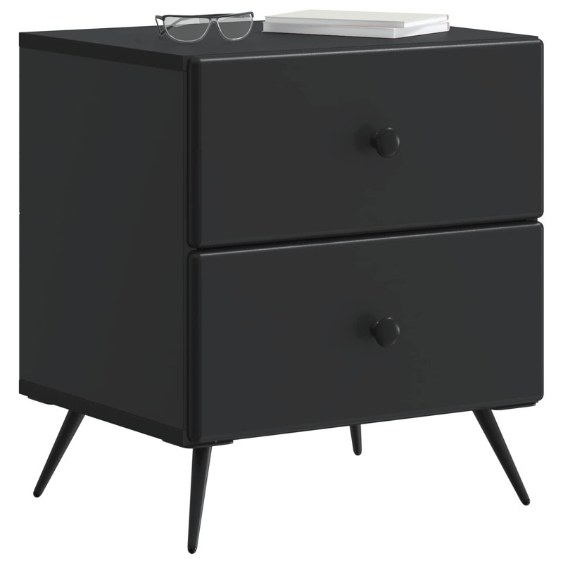 43cm W Manufactured Wood Bedside Table, Black