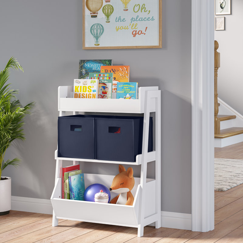 RiverRidge Kids 2pc Fabric Collapsible Storage Cube Organizers with Handles for Playroom Organization, Navy