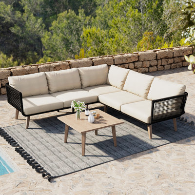 Woven Rope 5 - Person Garden Sofa Set With Cushions