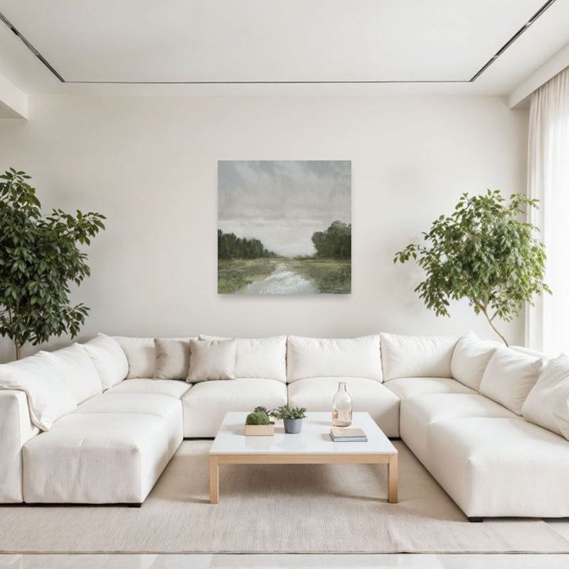 «Tranquility Trees II Abstract Contemporary Landscape Nature», art mural, 48" H x 48" W