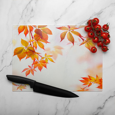 Autumn Leaves Glass Chopping Board
