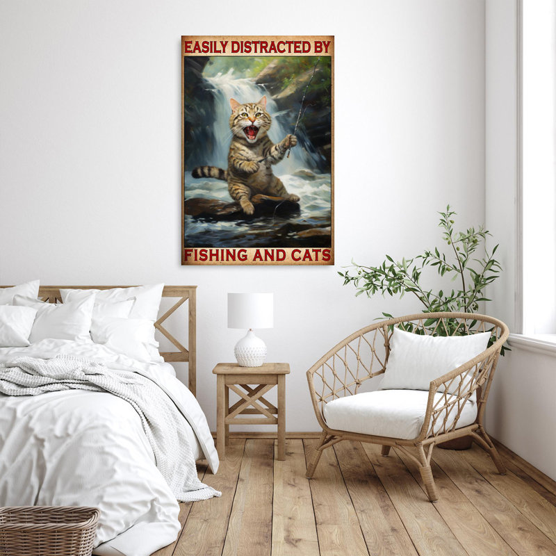 " Fishing And Cats 1 ", 14" H x 11" W x 1.25" D