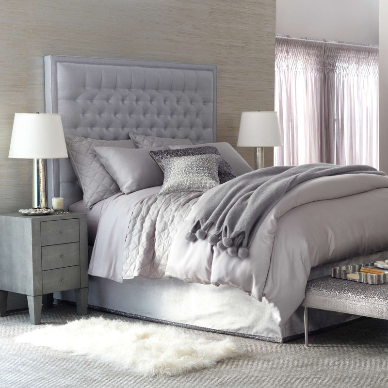 Quilted Silken Solid Coverlet, Full/Queen Coverlet, Gray