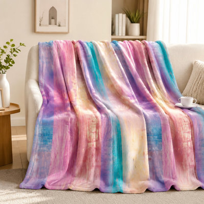 Cozy Tie-Dye Print Fleece Throw Blanket, Aesthetic Lightweight Plush Bed Blanket for Sofa Couch Bedroom Living Room Home Decoration