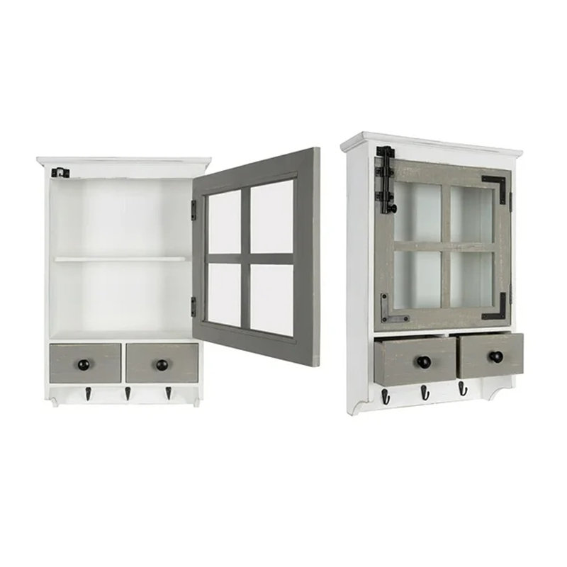 Organisateur de rangement mural Zofia Farmhouse, Blanc/gris