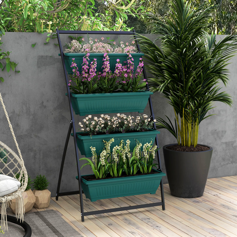 Jardinière surélevée - Lit de jardin vertical à 4 niveaux avec bac à plantes