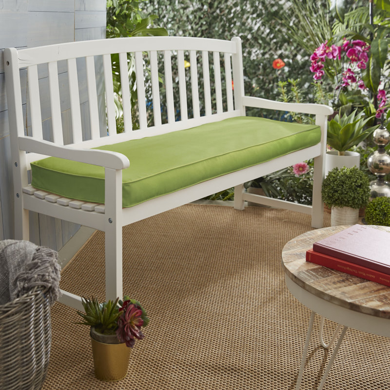 Outdoor 3'' Bench Seat Cushion, Fresco Apple Green Polyester, 60"