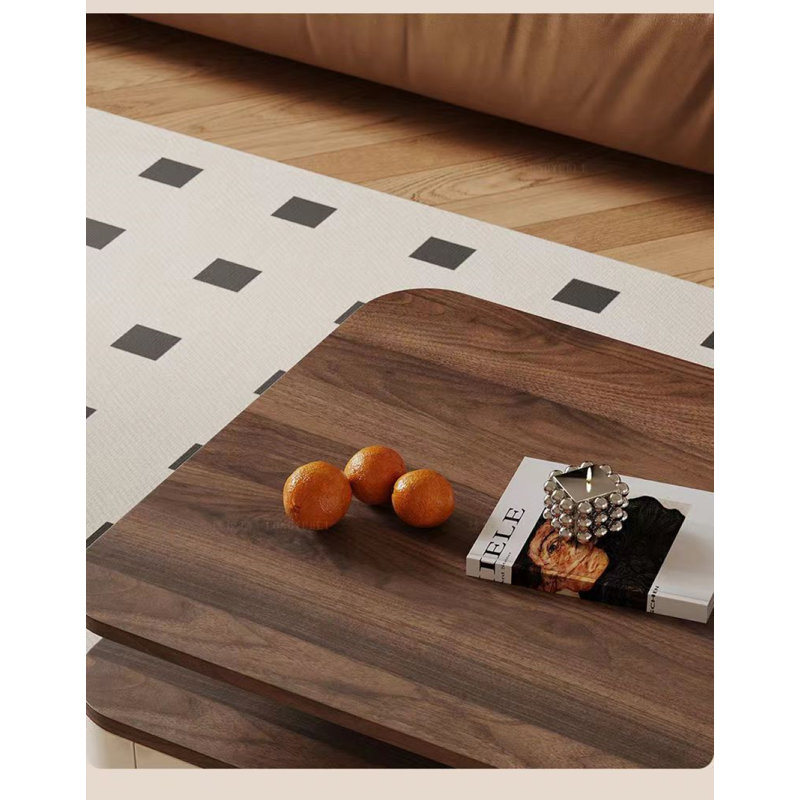 Coffee Table Set Of 2, Square Nesting Table With Combination Of Open Storage And Drawer Storage