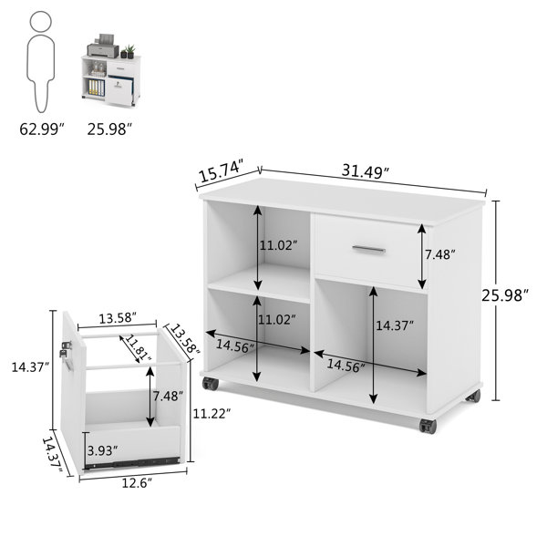 Inbox Zero Gracie 31.49'' Wide 2 -Drawer Mobile File Cabinet & Reviews ...