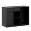 Armoire bar cannelée avec espace pour réfrigérateur, station de café moderne avec centre de chargement et support pour verres à vin, buffet noir