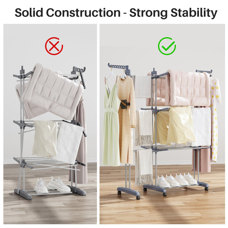 Extensible Stainless Steel 4-Tier Foldable Drying Rack