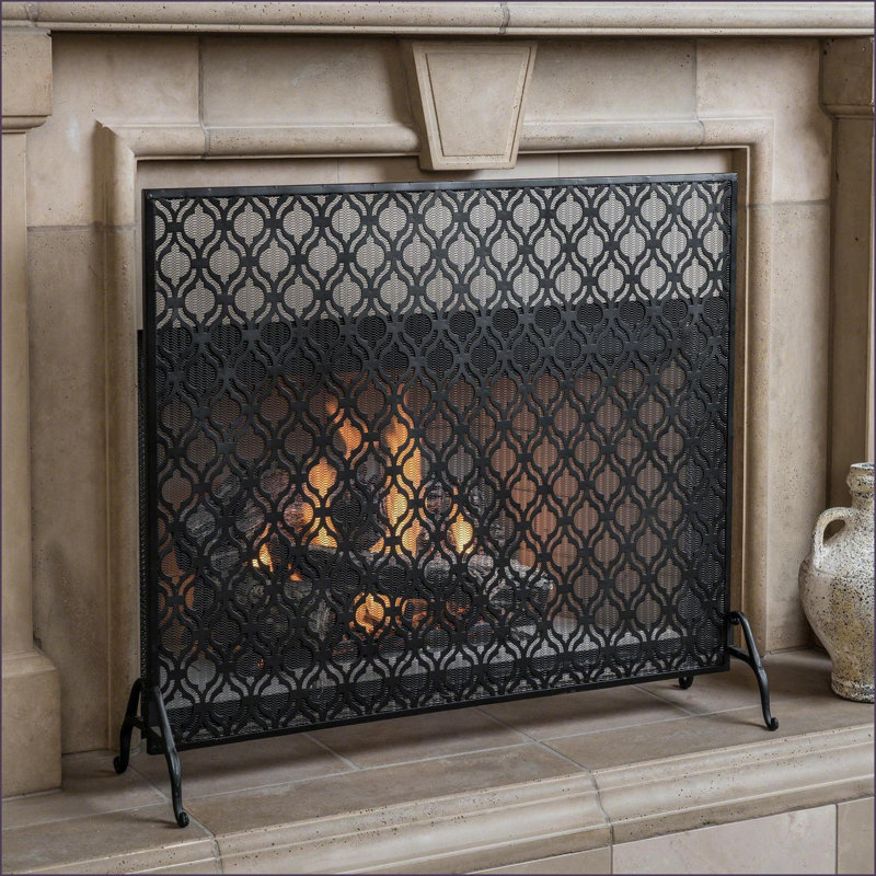 Pare-feu | Panneau simple moderne | L 39,5 po x H 35 po | Noir | Fer