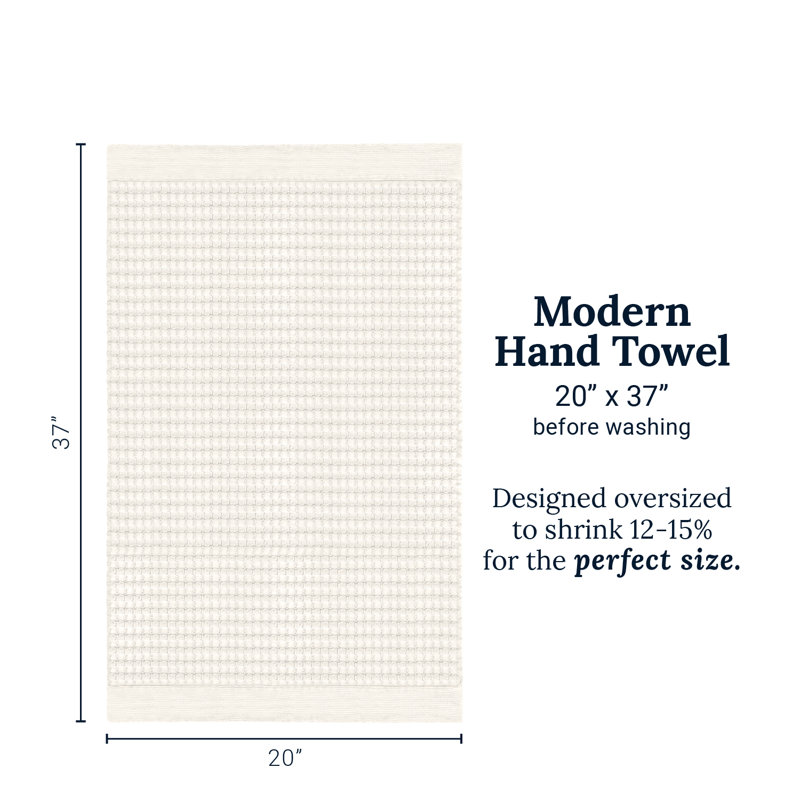 Ensemble de 2 essuie-mains gaufrés - 100% coton naturel super absorbant, à séchage rapide, style moderne, Crème
