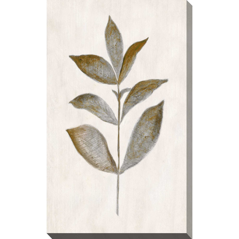 Bronze Leaf III par Tava Studios - Peinture, L 18 po x H 30 po, Toile tendue