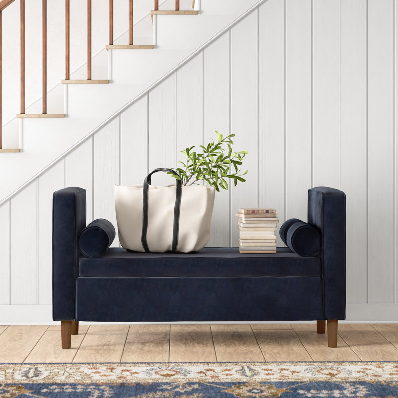 Banc de rangement rembourré Wittrock, Velours foncé