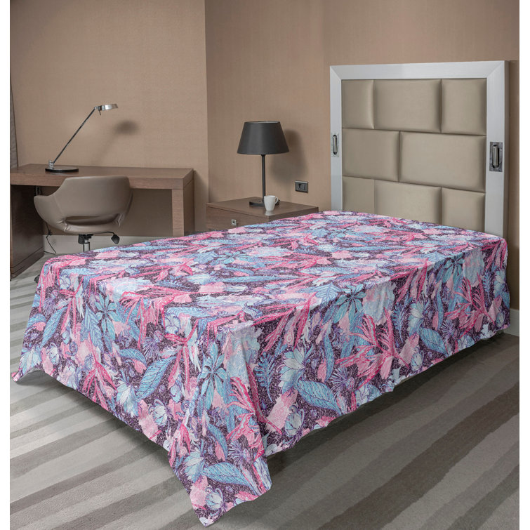 Ambesonne Floral Flat Sheet Peonies Spring Botanical Art