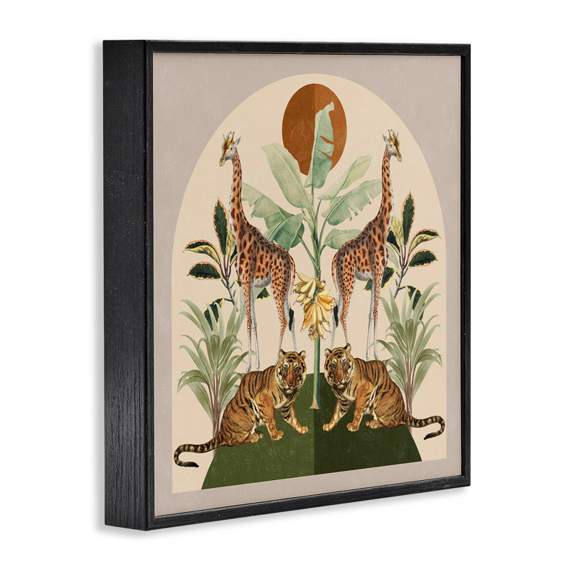 Art de la jungle, estampe numérique encadrée par Victoria Barnes, Giclée encadrée noir minuit, H 12 po x l 12 po