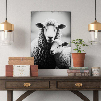 Canvas Wall Art Mom & Baby Sheep, Cute Animal Family Wall Art 1-2 Vintage Poster Print Home Decor