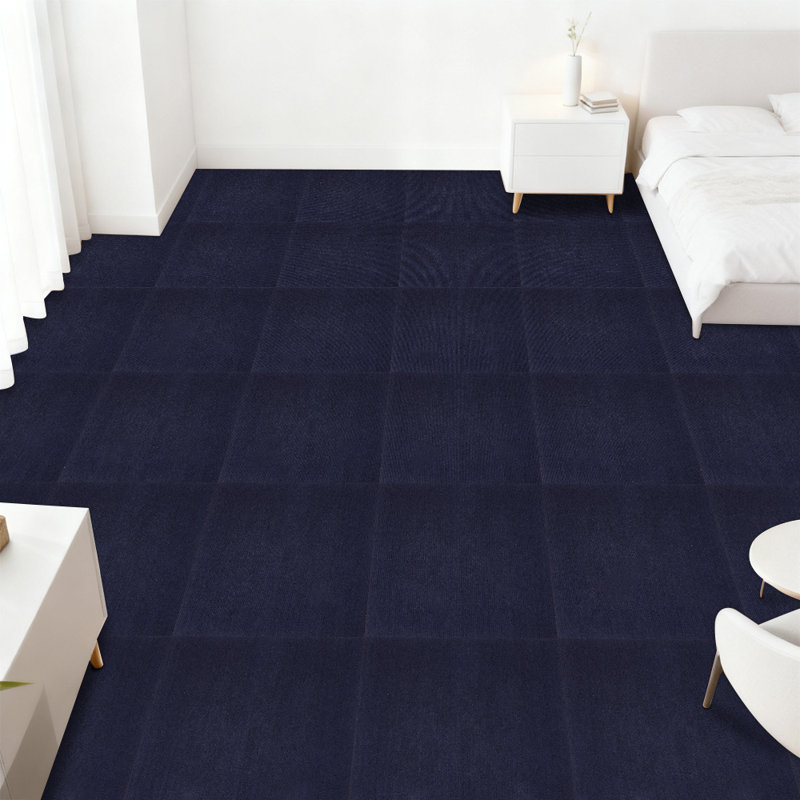 20pcs Polyester No-Residue Self-Adhesive Carpet Tiles, Blue