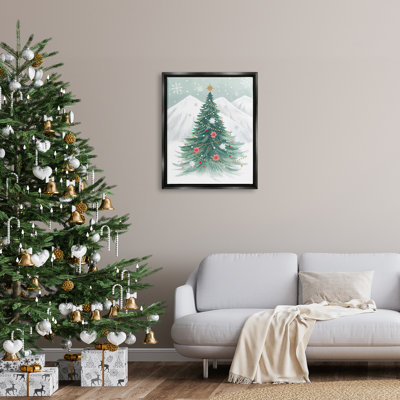 Ba-856 - Arbre de Noël subtil flottant dans la neige, encadré sur toile par Sharon Lee