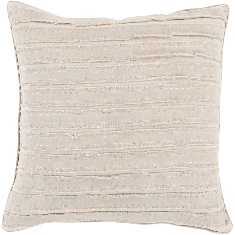 Lorena Striped Linen Throw Pillow, Polyester, Taupe, 22" H x 22" W x 4" D