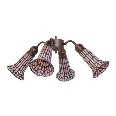 Ventilateur à 4 lumières de 19 po de large en vitrail pour étang