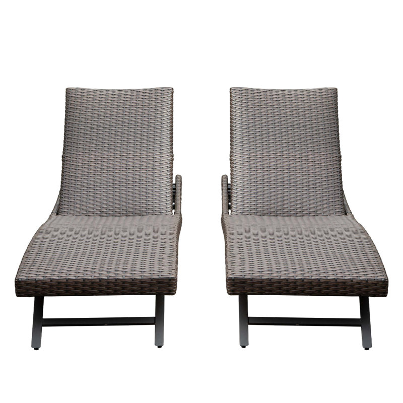 Chaise longue d'extérieur en osier 2 pièces