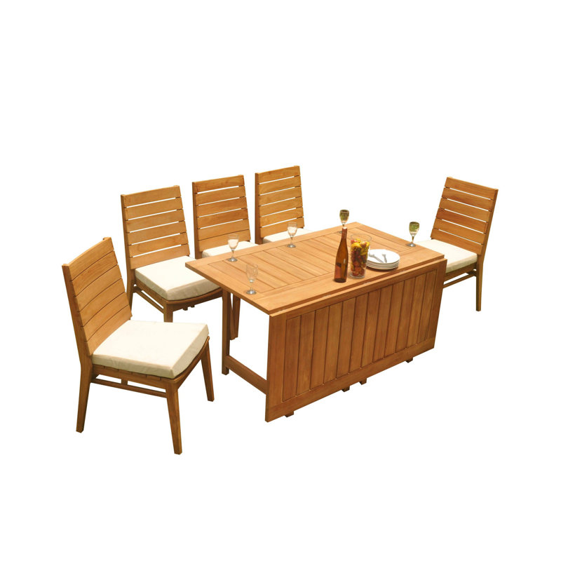 Outdoor 6 - Piece Teak Dining Set