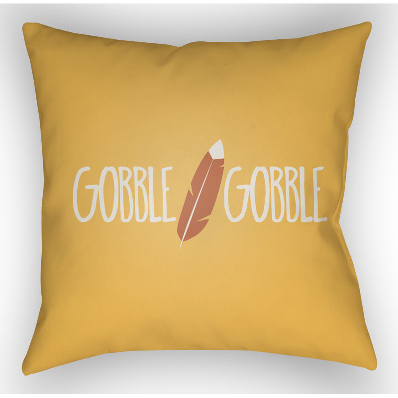 Gobble Indoor/Outdoor Throw Pillow, Yellow/White, 20" H x 20" W x 4" D