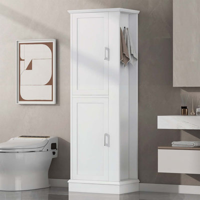Freestanding Bathroom Storage Cabinet,with Hook and Adjustable Shelf