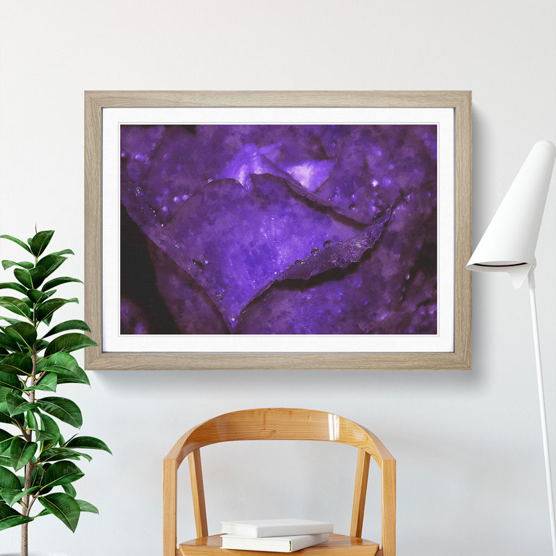 Purple Rose Flower Vol.4 - Framed Print, 48cm H x 65cm W x 2cm D, Oak Framed